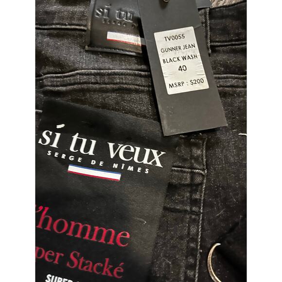 Si Tu Veux Gunner Jean Black Wash Size 40 - Picture 5 of 6